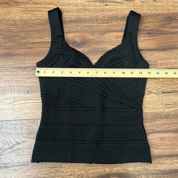 Y2K Seduction Black Textured Crop Top Stretch Women S Going Out Party 2000s - Picture 3 of 6